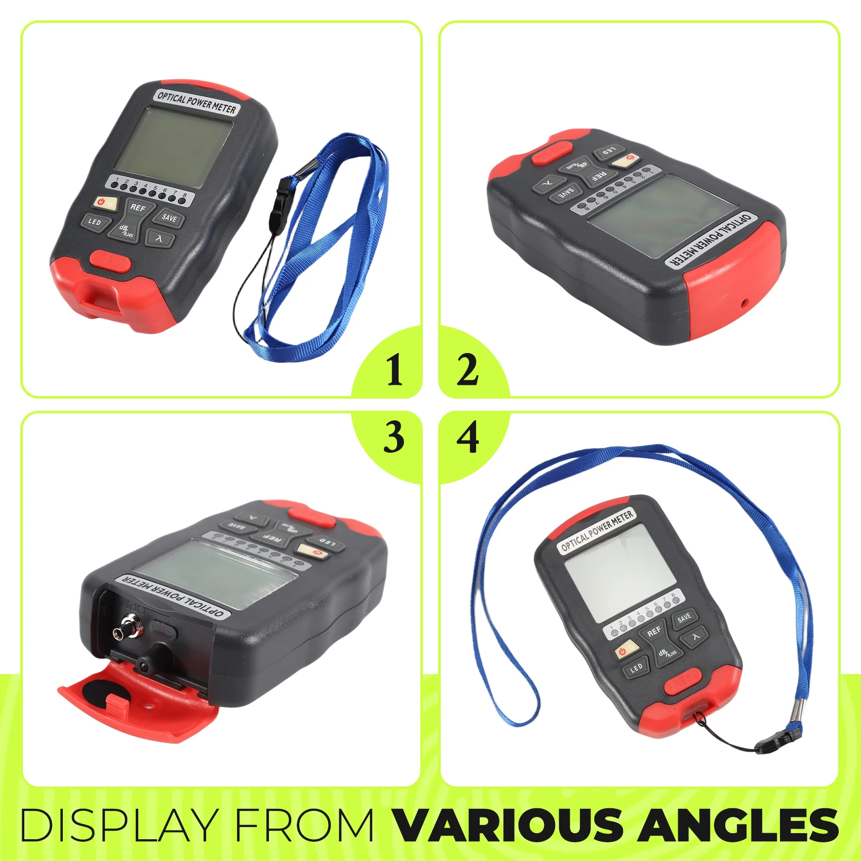B62B Optical Fiber Power Meter 10 Wavelengths 850-1650nm Visual Fault Locator 15km RJ45 Network Tester