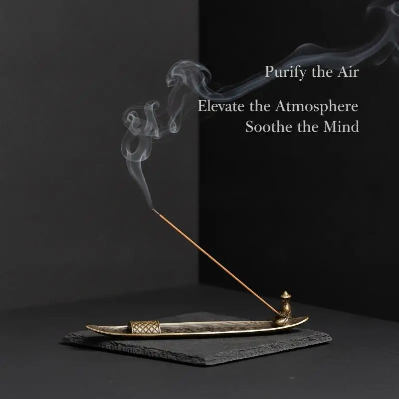 [J] 1Pcs Home Indoor Sandalwood Incense Insert Incense Burner Small Boat Incense Burner Fishing Old Man Style Incense Burner