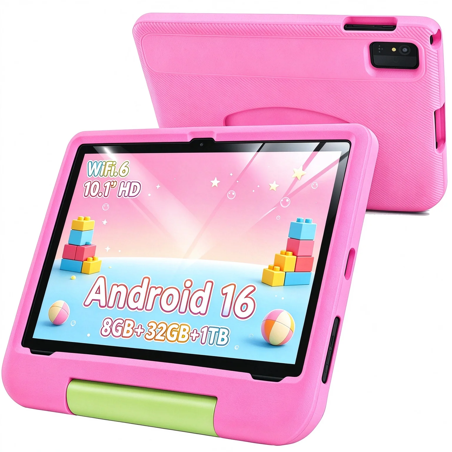 페이트니 10.1인치 어린이용 태블릿, 안드로이드 운영체제, 8GB RAM, 32GB ROM, Wi-Fi 6 지원, 눈 보호 기능, 5000mAh 배터리, 실리콘 케이스 포함, 어린이 선물용