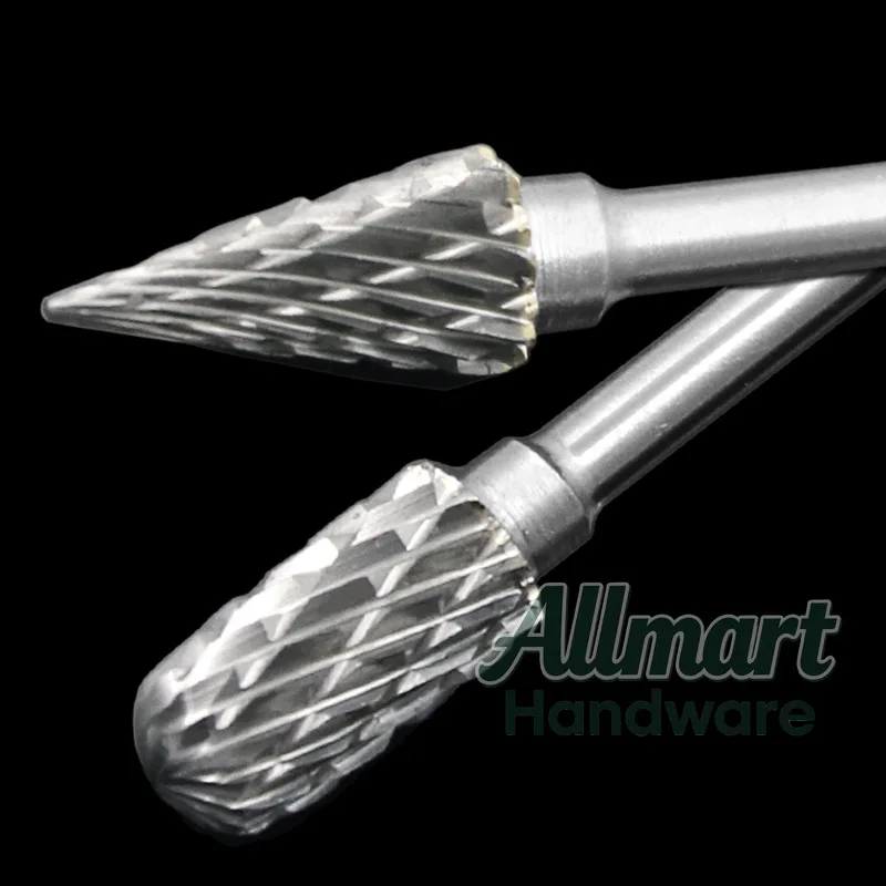 Carbide Tungsten Steel Grinding Head, Double Cut Rotary Burr File Cutter Head, Wood Grinding Head for Root Carving