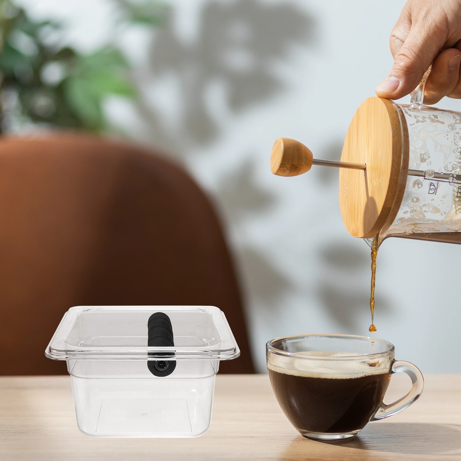 

Espresso Knock Grounds Container Acrylic For Espresso Machine Waste Bin Corner Station Used Grounds Holder Compost