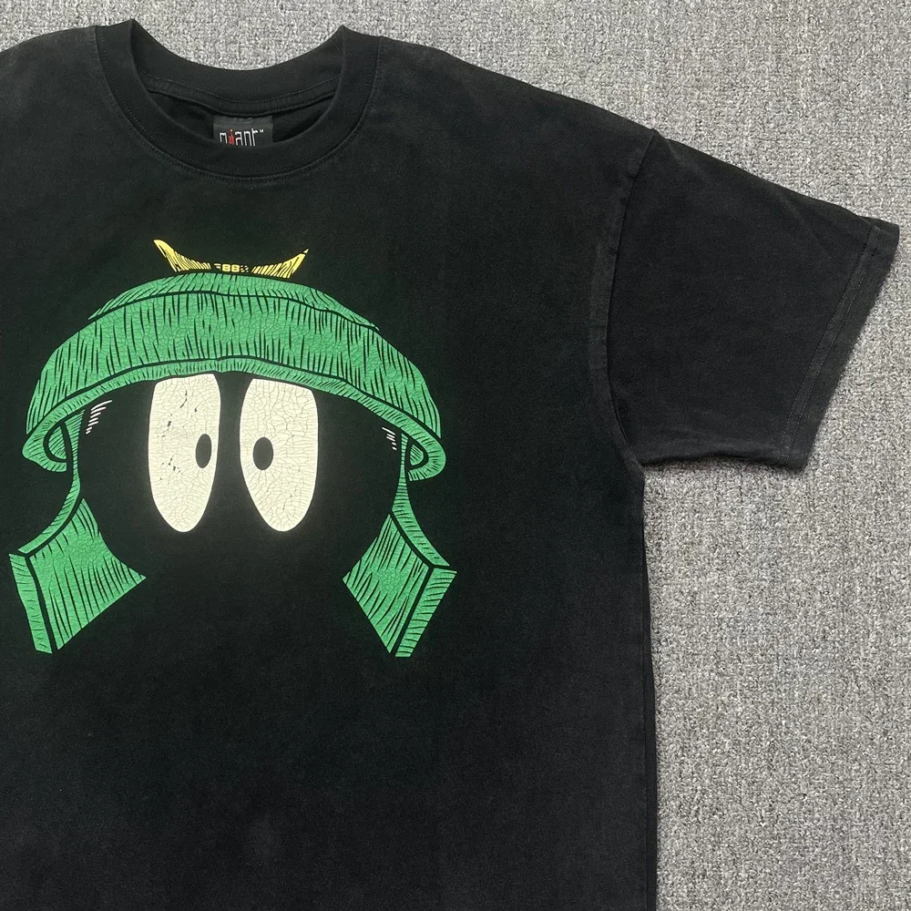 Yao Fashion Streetwear Vintage Cartoon Graphic Print Marvin the Martian Casual Summer Cotton Oversized Tee Tops T Shirt For Men