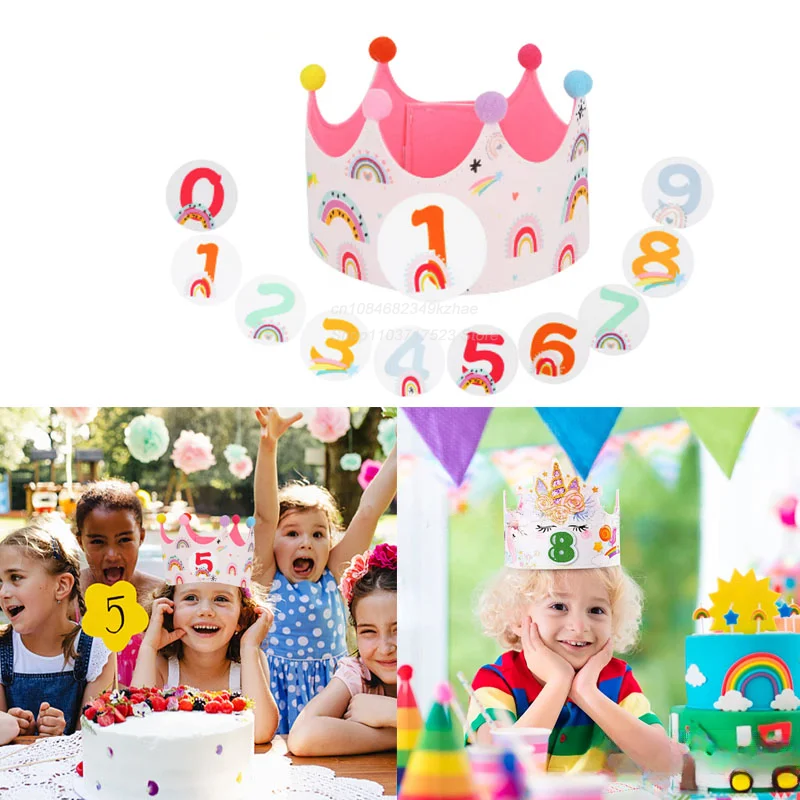 0-9T Reusable Birthday Felt Hats Crown for KidsHappy Birthday Hat with Adjustable Baby’s Birthday Party Decorations