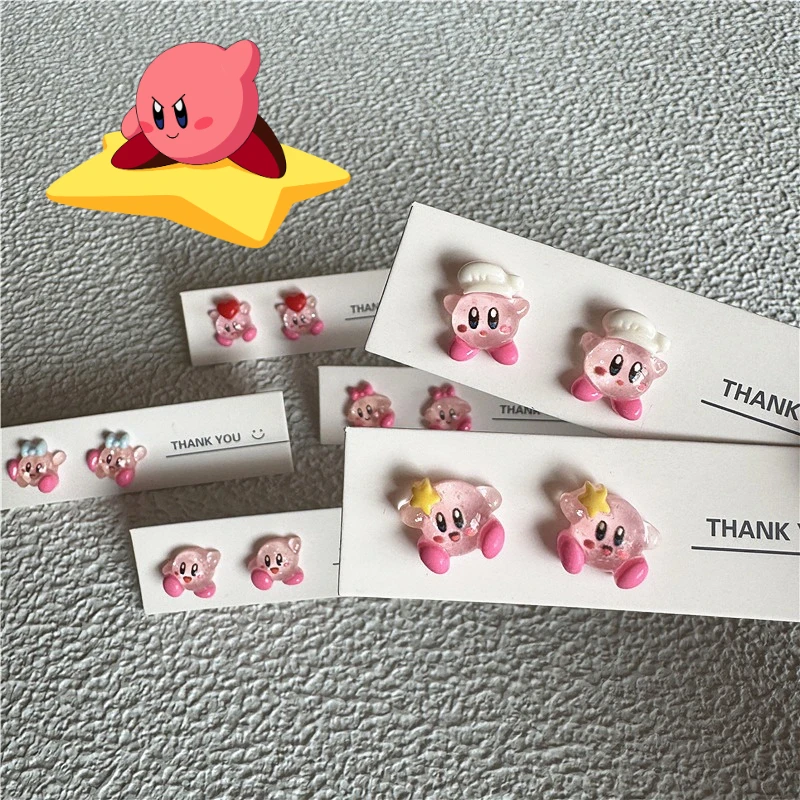 Kirby ต่างหูเข็มเงินการ์ตูน MINI เครื่องประดับต่างหูแฟชั่นผู้หญิงเจาะหูอุปกรณ์เสริมอะนิเมะส่วนบุคคลต่างหู