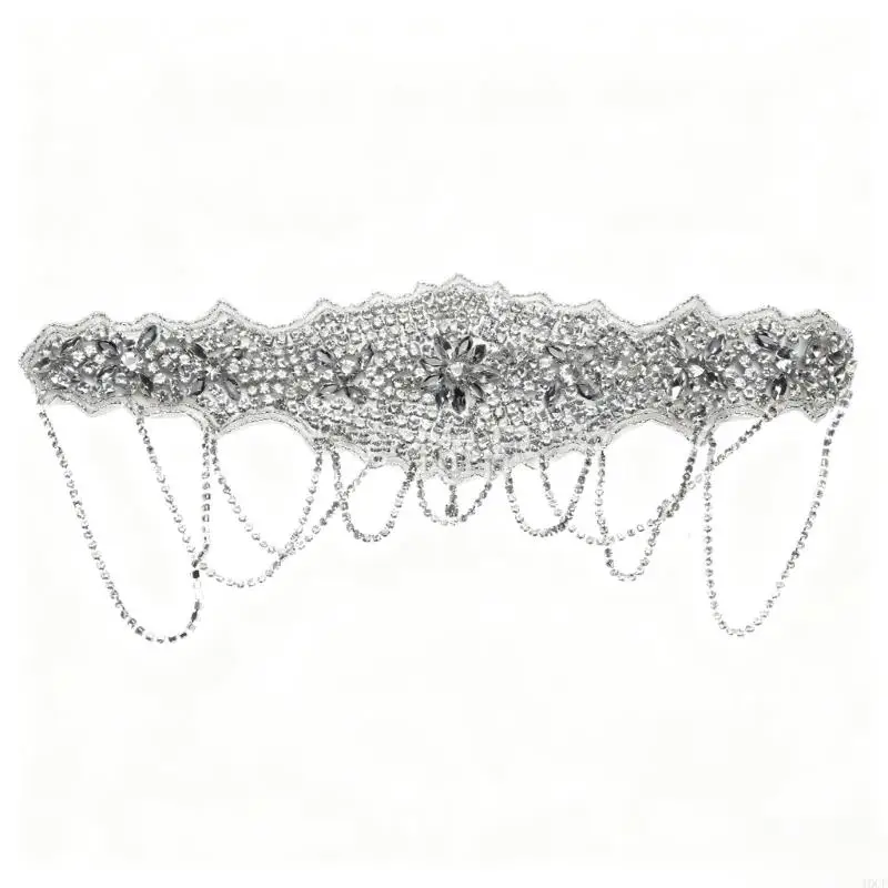 女王プリンセスクラウンヘアアクセサリーコスプレ小道具光沢のあるラインストーンタッセル弾性ヘッドバンドフェスティバルカーニバルパーティーヘッドギア
