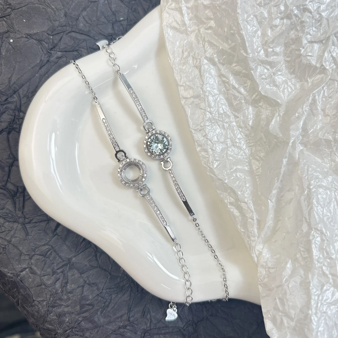 

925 sterling silver bracelet holder round empty holder diy jewelry accessories unembedded women's exquisite jewelry