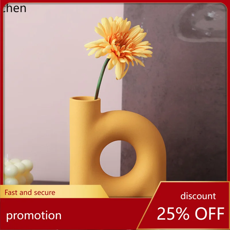 

CZ Ornament for Living Room Ceramic Flower Vase for Flower Arrangements and Dried Flowers, TV Cabinet Decoration