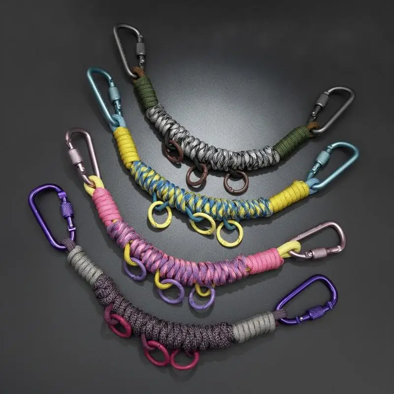 Outdoor-Rucksack-Erweiterungs-Hängekette in leuchtenden Dopamin-Farben, strapazierfähiger Nylon-Dekorriemen für Wander- und Reisetaschen. – Detail 11