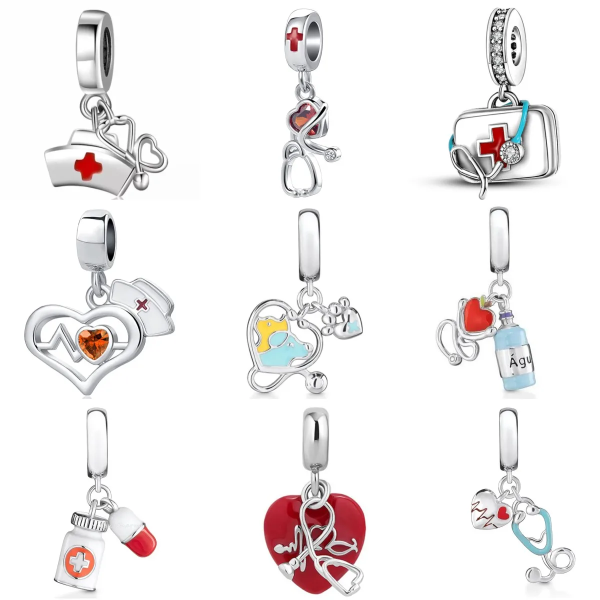 

New Hot Sale Original 925 Silver Doctor Nurse Beads Dangle Charms Fit Original Pandora Bangles Women Fashion DIY Jewelry Gift