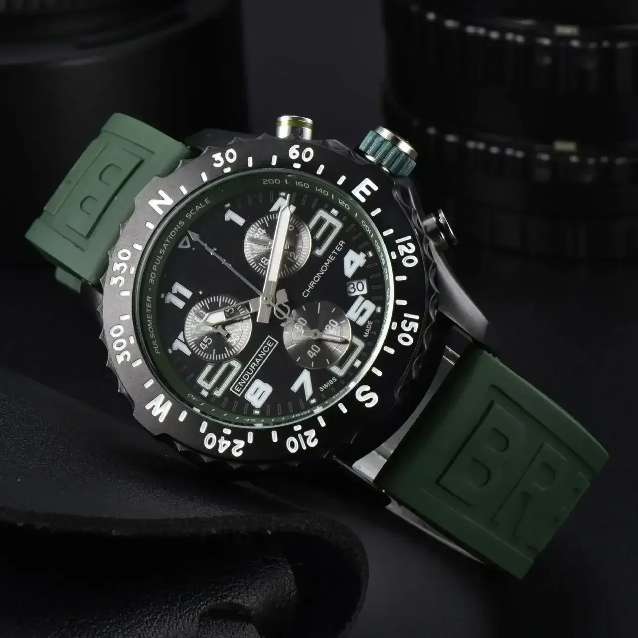 2025 Luxury Brand Quartz Watch Fashion Business Sports Style Multi Function With Calendar Silicone Tape Belt AAA+