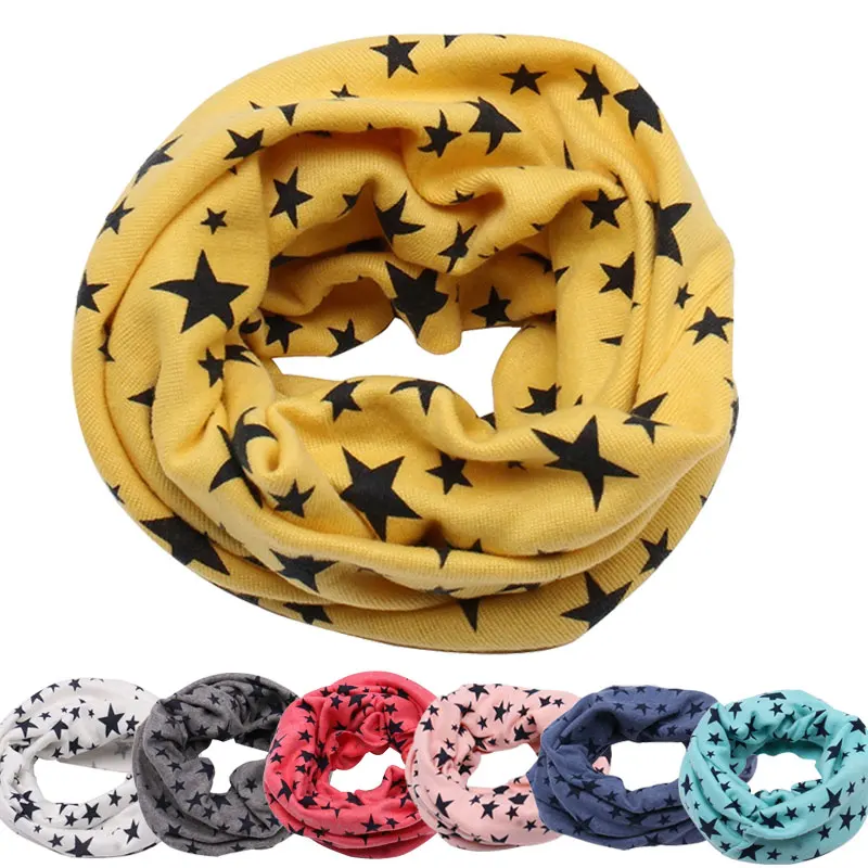 New Children Warm Scarf Kids Collars Autumn Winter Outdoor Neck Warmer O Ring Scarf Baby Cotton Neck Scarf Cute Print For Kids