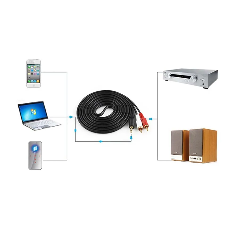 

Audio Cable Phones Extension cable 3.5mm Plug 2 RCA Stereo Jack Connector Adapter Cable 3.5mm to 2 RCA Male Audio AUX Line