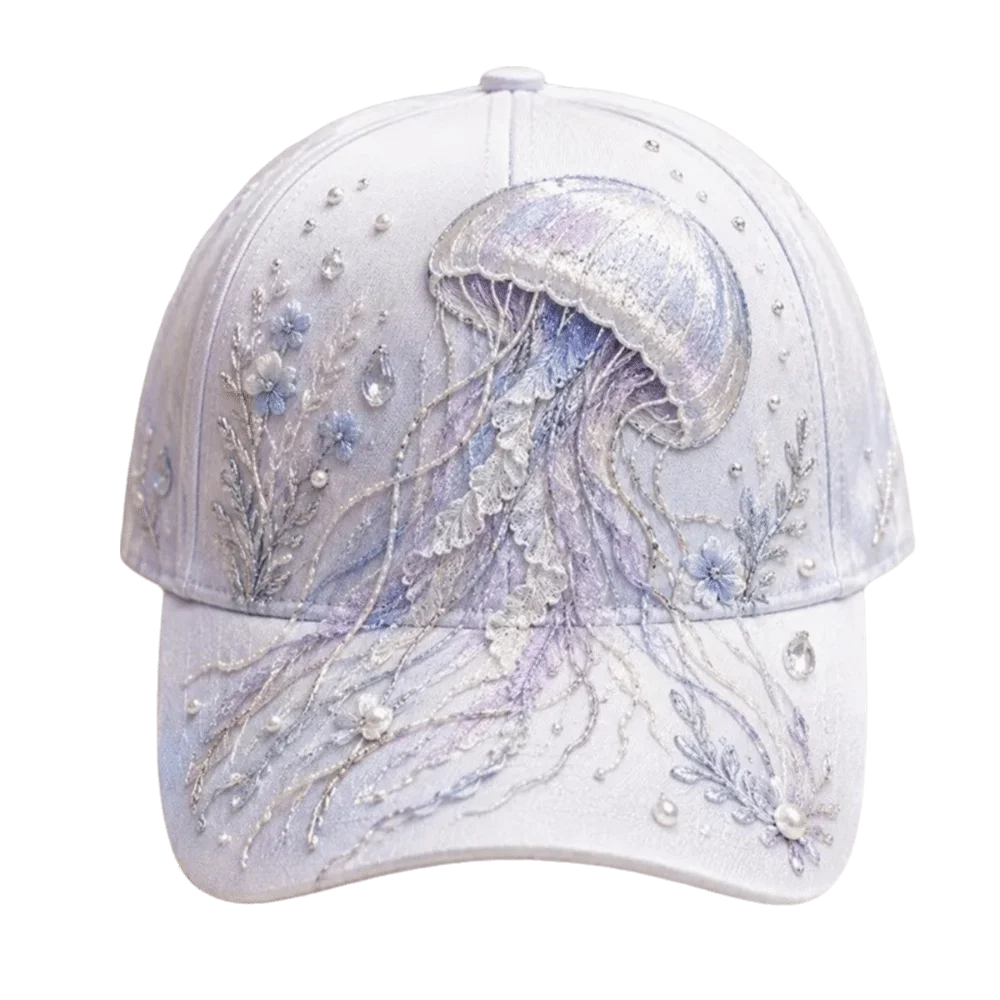 Fashion 3D Ocean Creatures Embroidery Cap Breathable Lightweight Baseball Cap Ethnic Style Adjustable Sports Sun Hat Outdoor