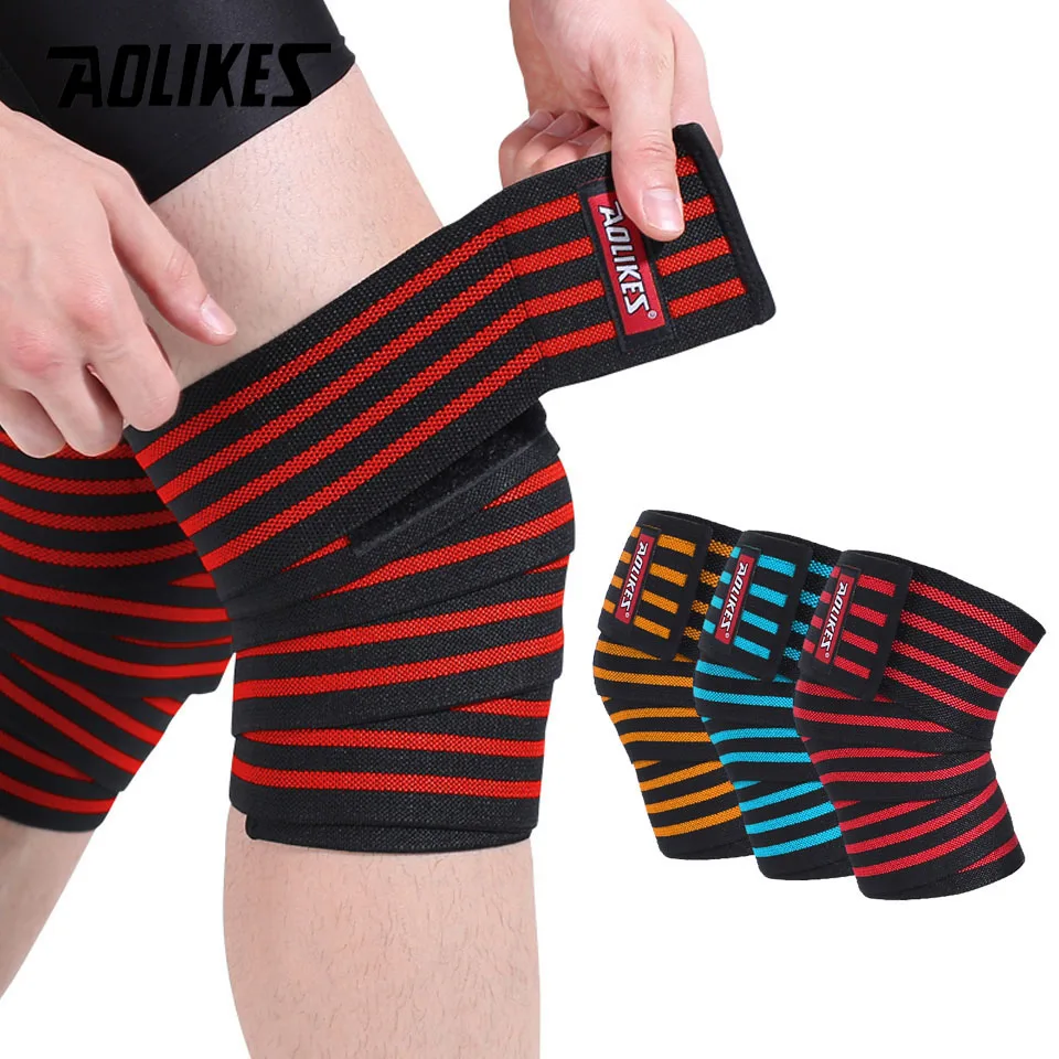 

AOLIKES 1PCS Sports Knee Wraps for Men & Women | Ideal for Gym Workouts, Weightlifting, Powerlifting | Knee Straps for Squats
