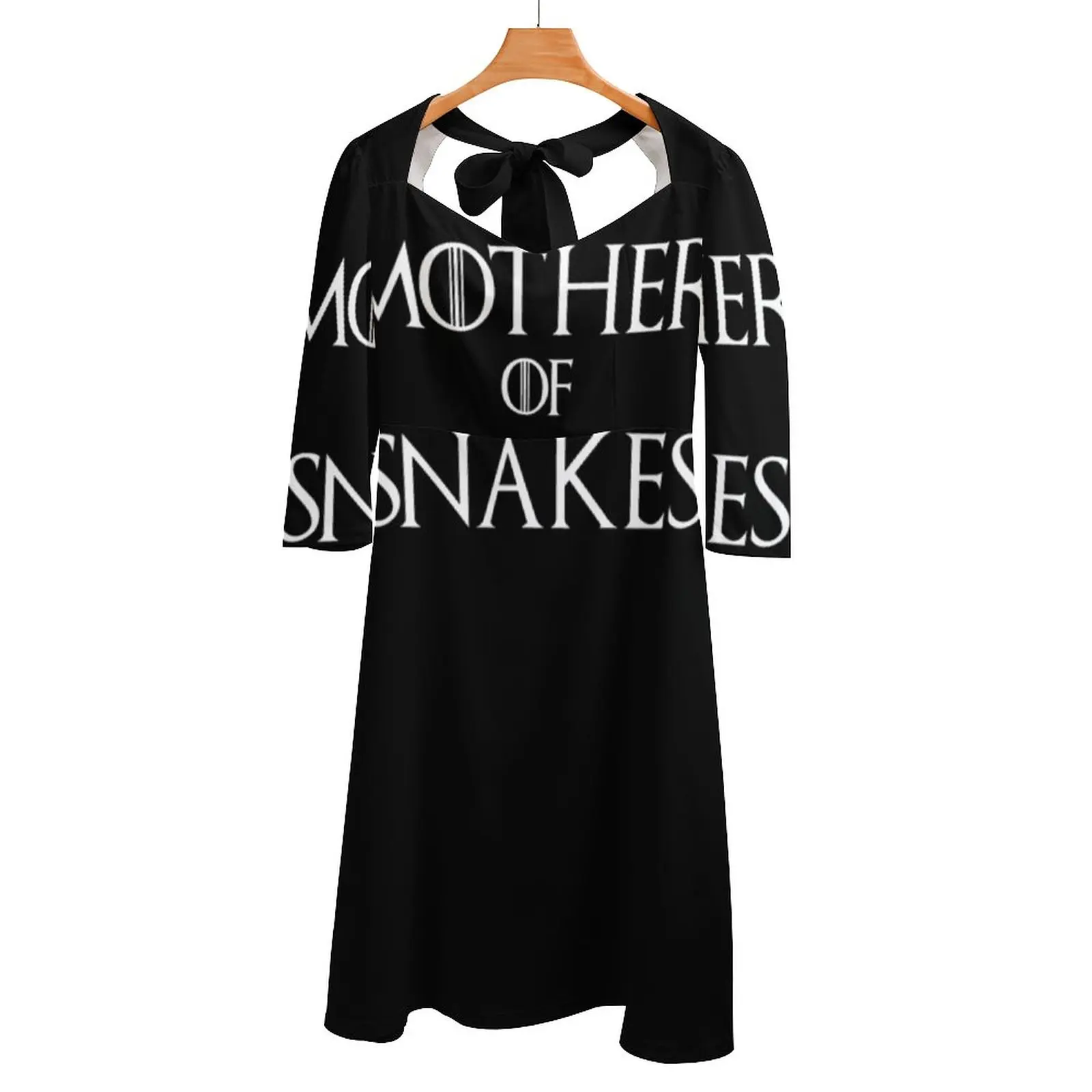 Mother Of Snakes T Shirt Back Lacing Backless Dress Square Neck Dress Evening Party Dresses Midi Sexy Dress Snake Pet Snakes