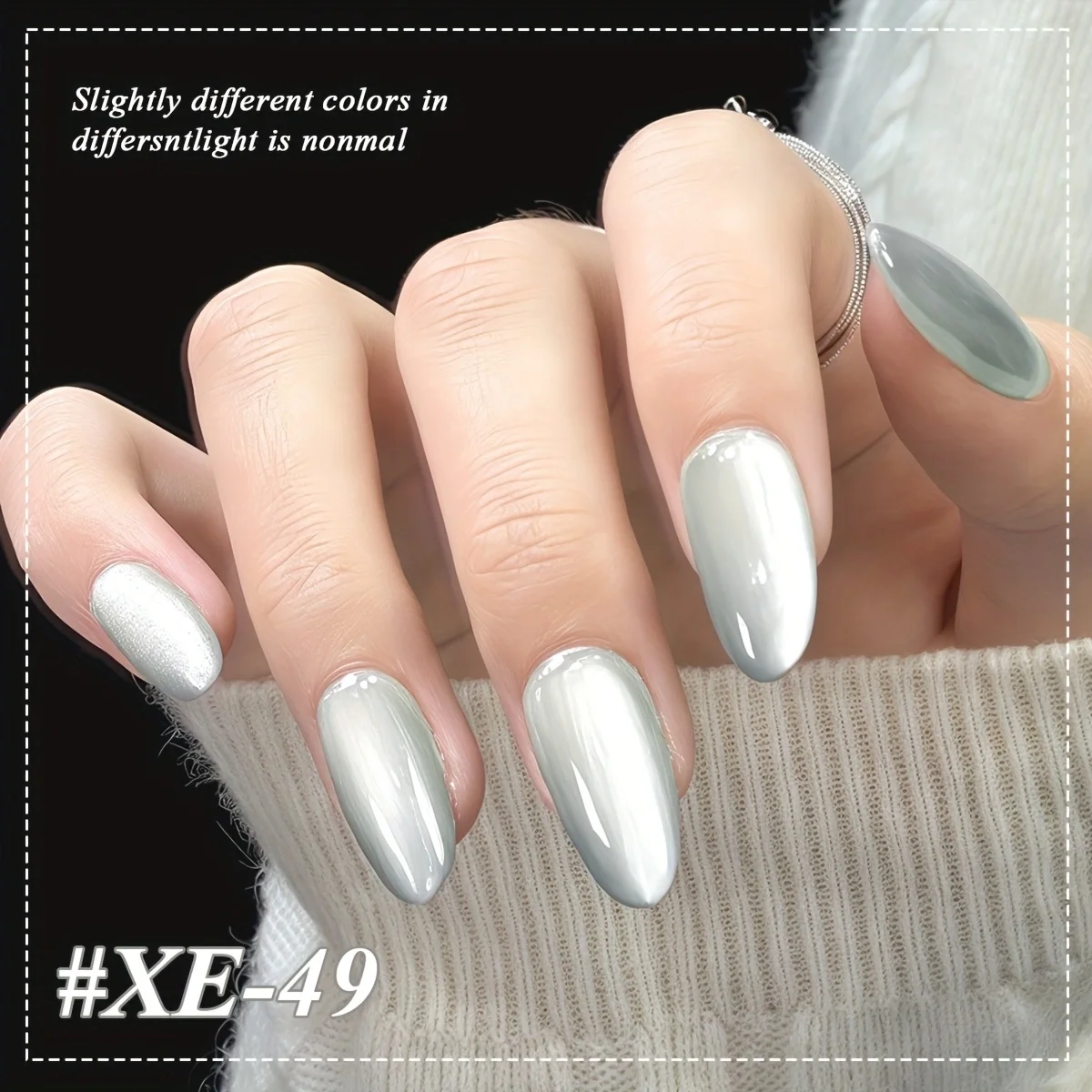 Powder bottle cat's eye XE-49 super bright crushed starlight fine glitter silver nail gel fashion led nail art shiny luster