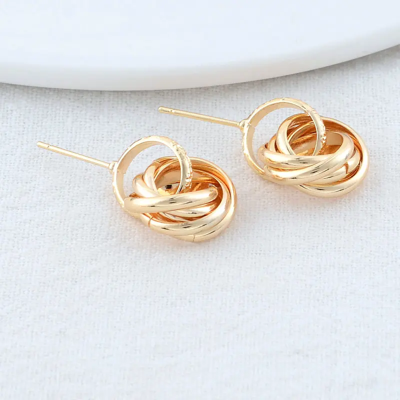 20MM 14K Gold Color Plated Brass Round Stud Earrings High Quality Diy DIY Jewelry Making Finding Accessories