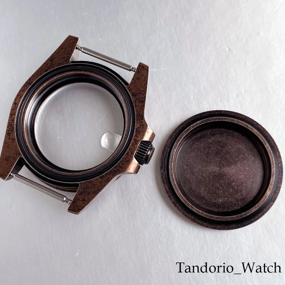 الرجعية مطلي العتيقة النحاس 40 مللي متر ساعة الحال بالنسبة NH35 NH36 ETA 2824 السيارات الرجال ساعة أجزاء الياقوت الزجاج الفرعية ساعة #4