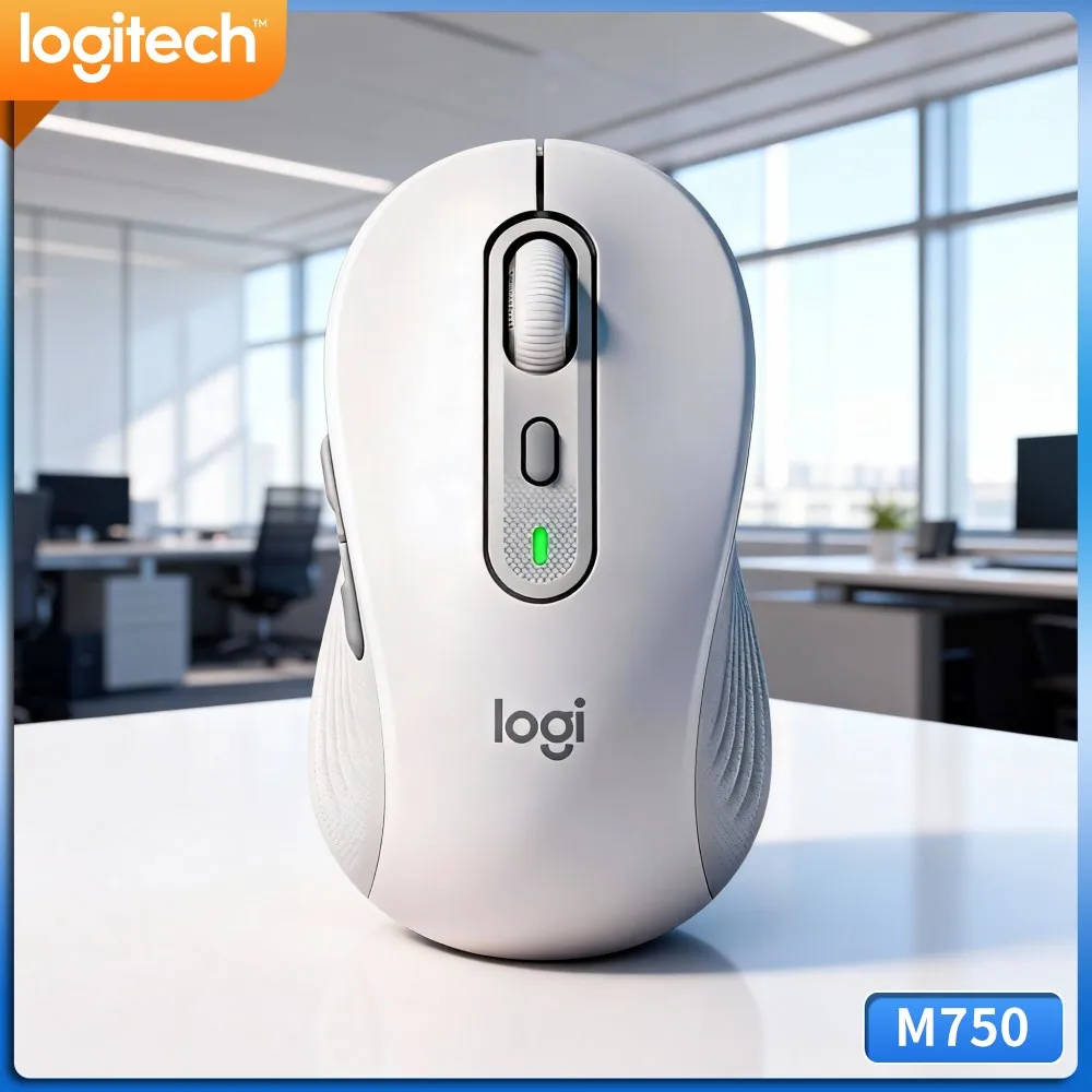 Logitech M750 Office Mouse - 4000 DPI, Soft Thumb Rest, Rubber Grips, 10M Range, 20-Month Battery, Business Efficiency Helper