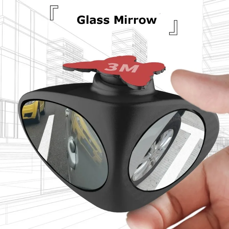 Car front and rear wheel blind spot mirror 360 degree rear-view mirror double-sided mirror multi-function blind spot observation