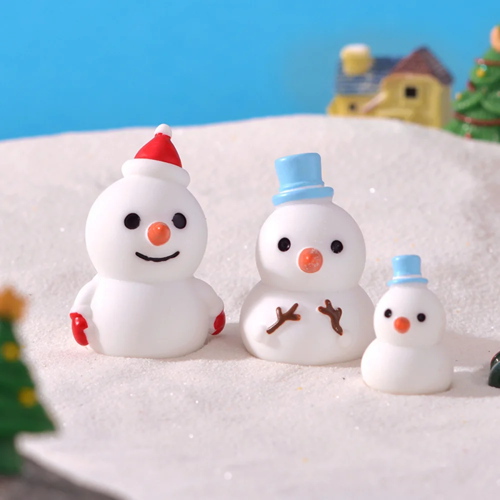Christmas Mini Ornaments Micro Landscape Landscaping Ornaments Cartoon Santa Snowman Elk Resin Crafts Xmas Table Shelf Decors