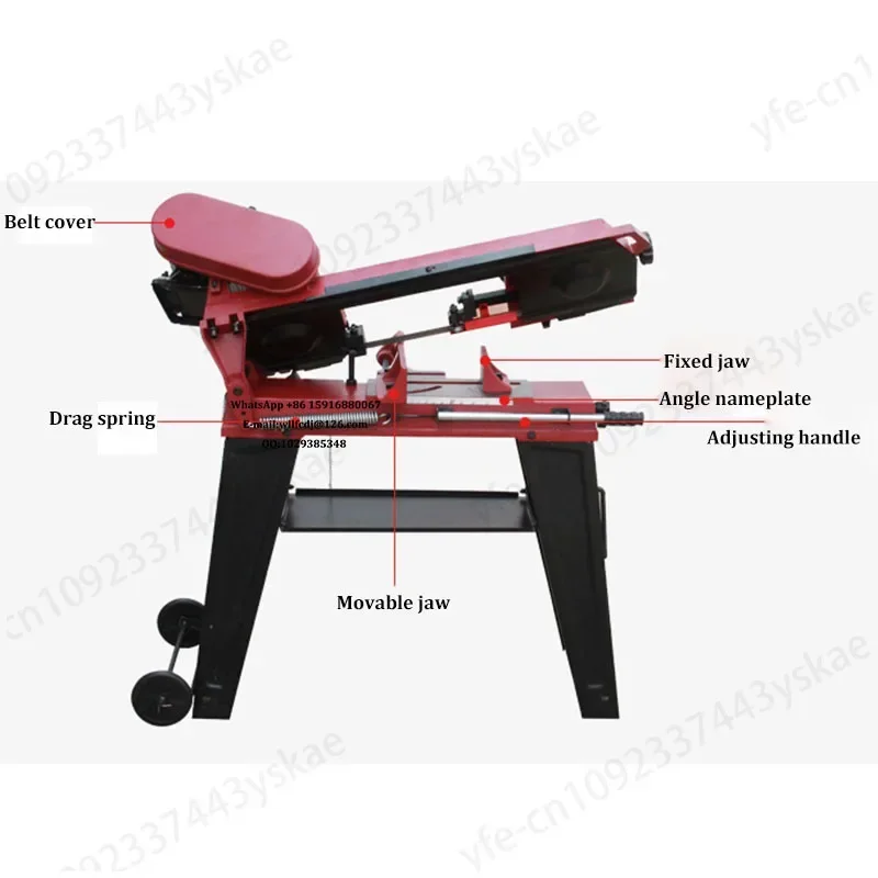 Metal cutting bandsaw machine 750W vertical metal/wooden blade saw machine 1380rpm motor