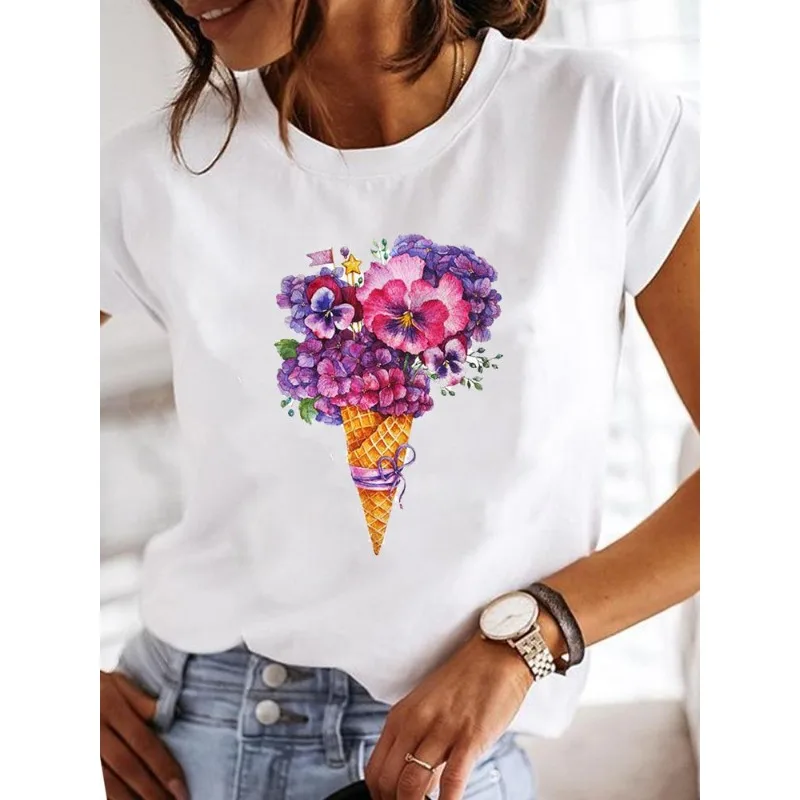 Women's Short-sleeved Explosive Insect Butterfly Dragonfly Print Round Neck T-shirt Women Clothes  Oversized T Shirt  Harajuku