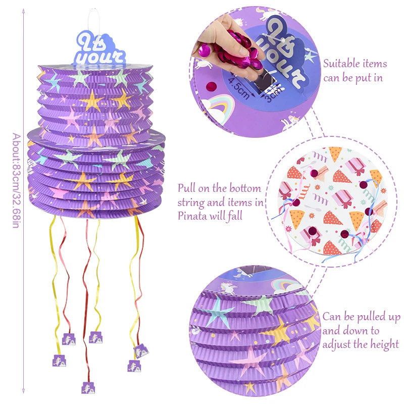 1Pcs Mini Pinata Gift Box Birthday Star Lantern Wire String Pinata Party Game Photo Props Birthday Festival Party Decorations