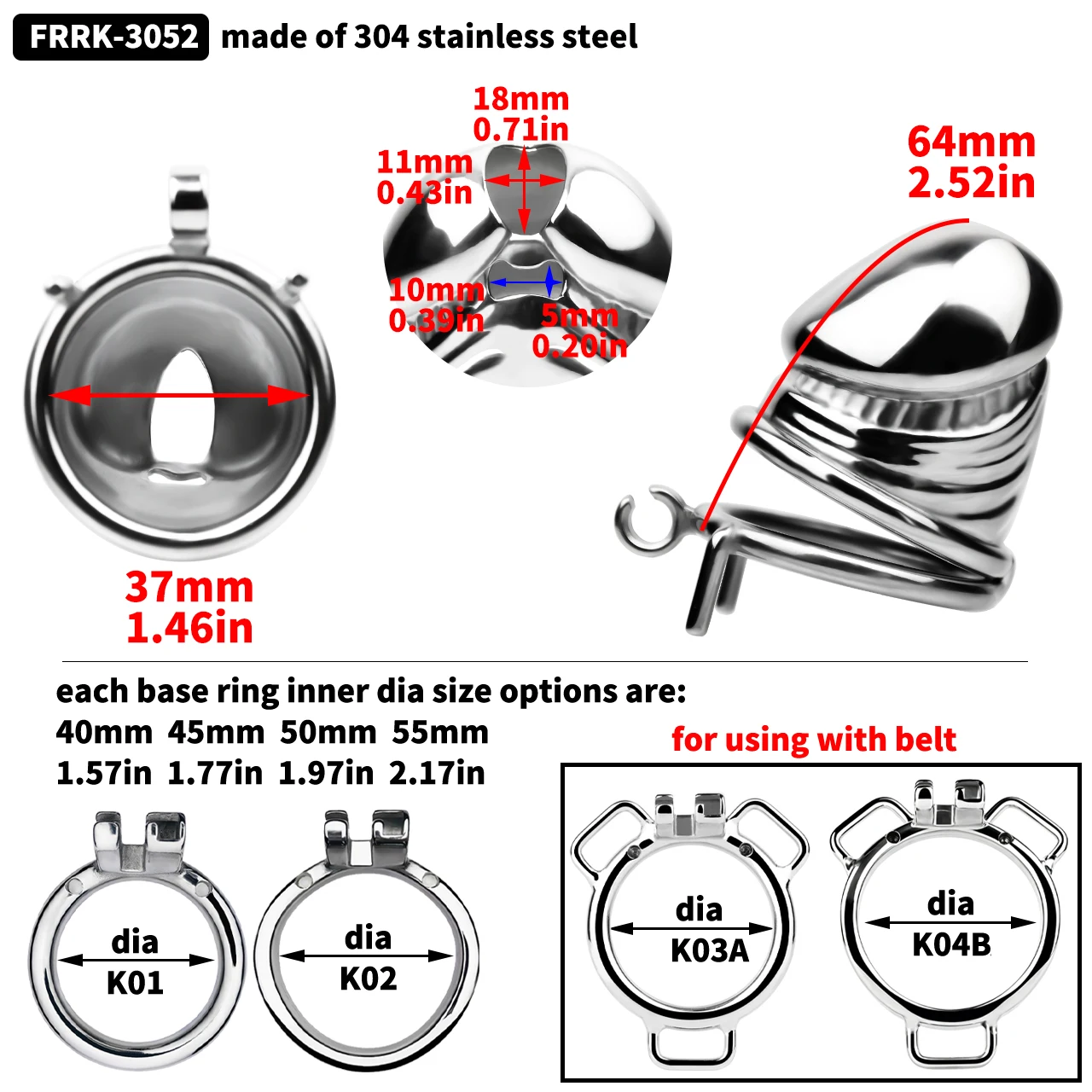 FRRK Glans Open Simulation Male Penis Metal Chastity Device Curve/Round Ring Cock Cage BDSM Bondage Adult Sex Toys For Men