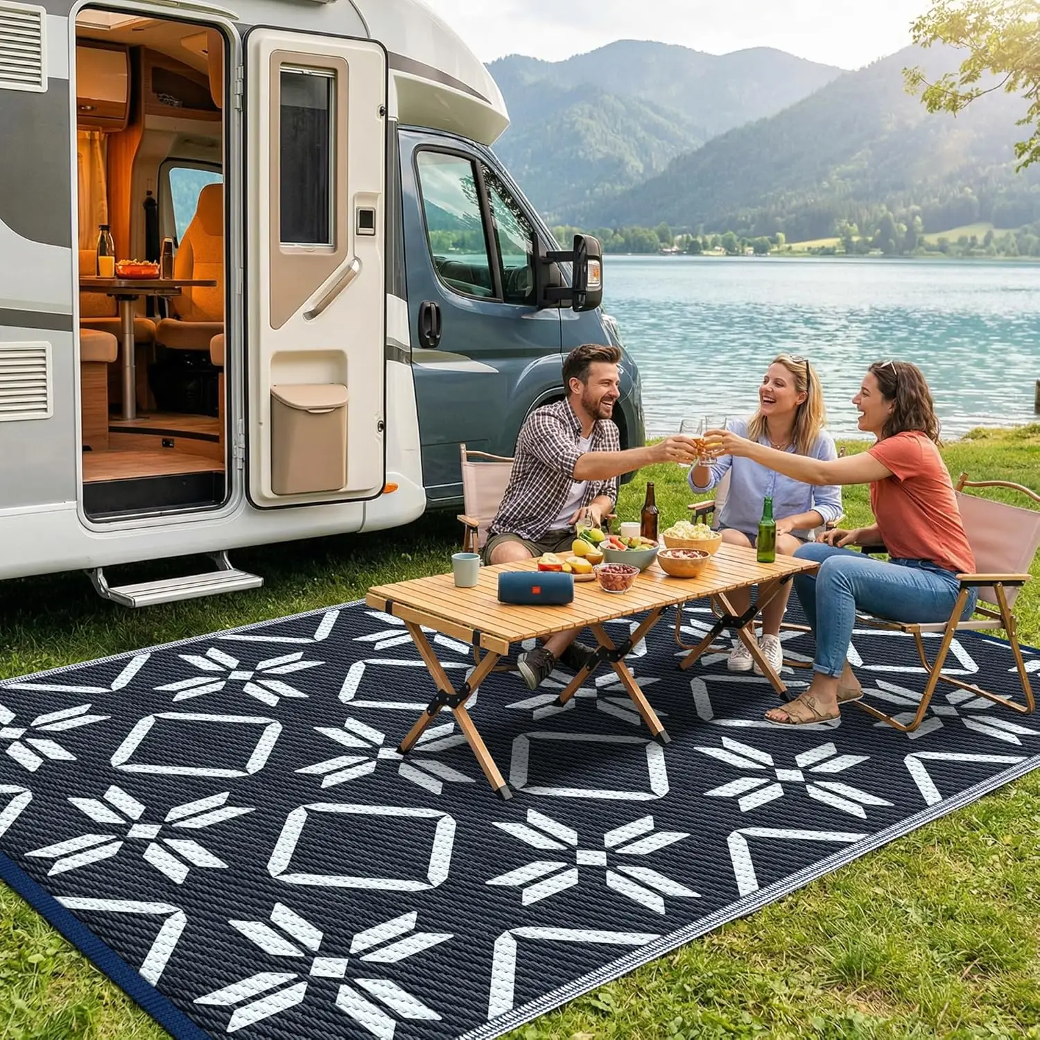 

Уличный водонепроницаемый коврик 9x12, двусторонний пластиковый соломенный коврик для патио, нескользящий, легко чистящийся, для автодомов и террас