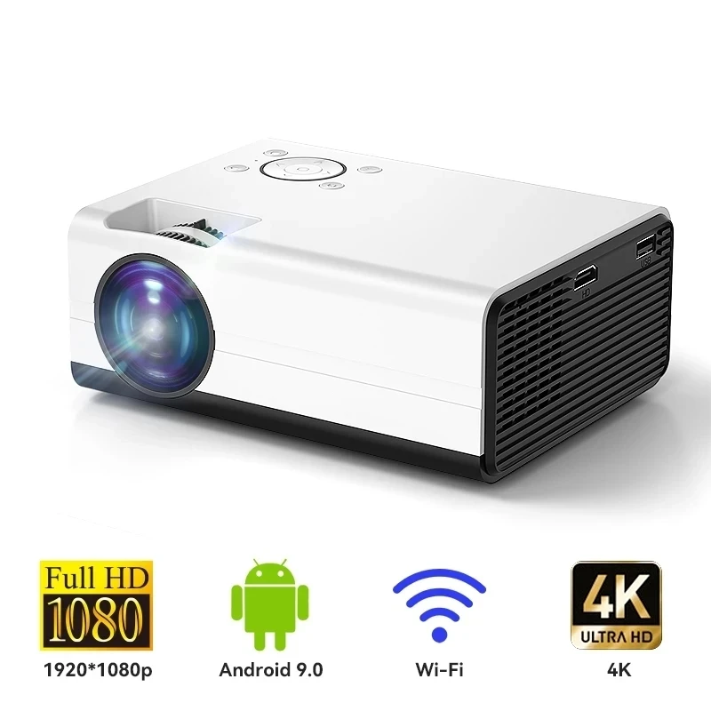 New T01 Mini 1080P Projector Full HD 4D Keystone Android 9.0 WIFI For Smartphone Video 4K Proyector Smart Home Cinema