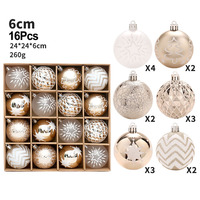 16Pcs 6CM Champagne Gold And White Christmas Balls Decoration Xmas Tree Pendant Champagne Gold And White Christmas Ball Ornament