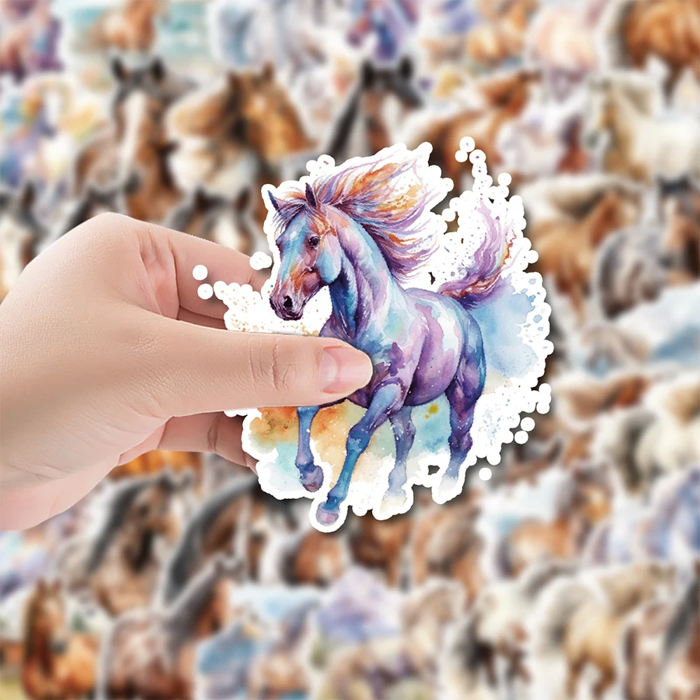 10/30/50pcs Cute Cartoon Watercolor Horse Stickers Funny Kids Decals Toy Phone Case Scrapbook Suitcase Animals Graffiti Sticker