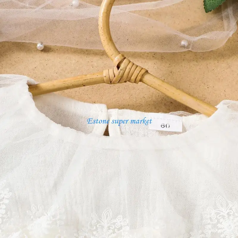 090B رومبير قطن ناعم وأنيق للفتيات الصغيرات مزين بالدانتيل وأكمام طويلة، تصميمات بأكمام طويلة، مريح لعمر 0 3 أشهر #4