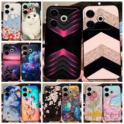 For Tecno Pova 6 Neo Case Flower TPU Soft Black Silicone Covers for Tecno Pova6 Neo Case  Protective Bumper Funda Pova 6Neo