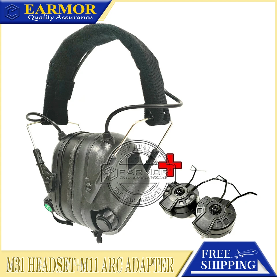 

EARMOR M31 Tactical Headphones & ARC Rail Adapter Airsoft Noise Cancelling Earmuffs Electronic Noise Cancelling Headphones