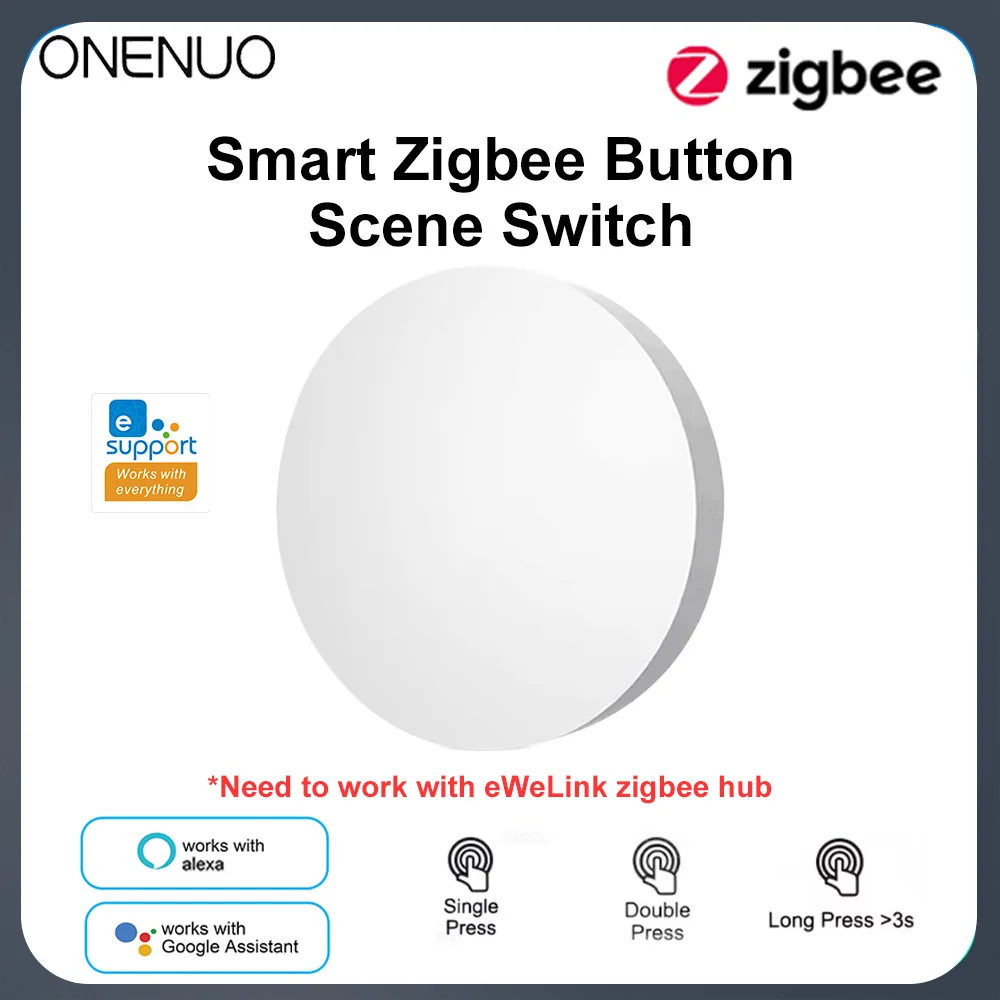 

Беспроводной кнопочный выключатель EWelink Smart Zigbee с батареей, управление через приложение, автоматизация сценариев, требуется концентратор eWelink