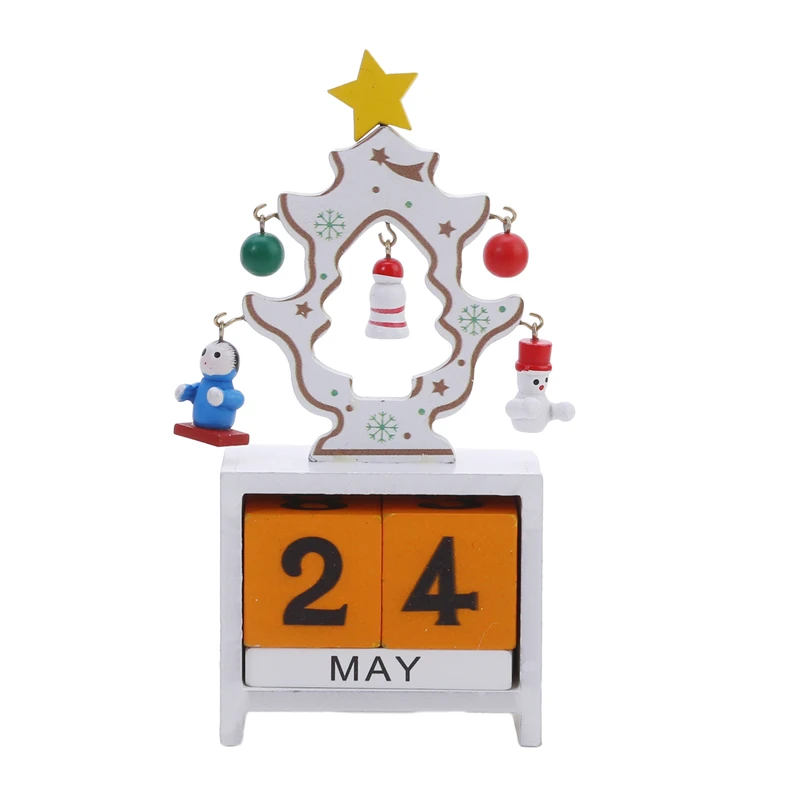 Christmas Count Down Calendar Santa Claus Elk Snowman Wooden Calendar Christmas Ornaments Home Desktop Decoration New Year Gifts