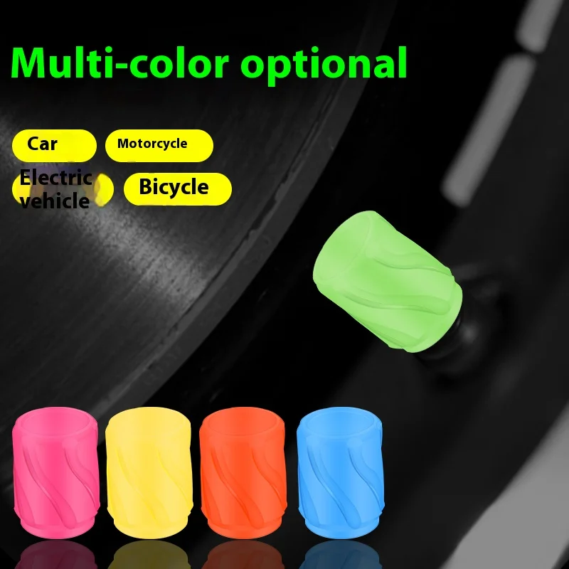 4 mounted luminous tire valve caps Bicycle motorcycle wheel nozzles dustproof fluorescent tire valve nozzles luminous car trim