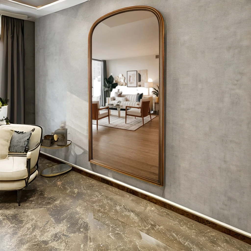 Large Solid Wood Frame Grand Mirror for Home Decor