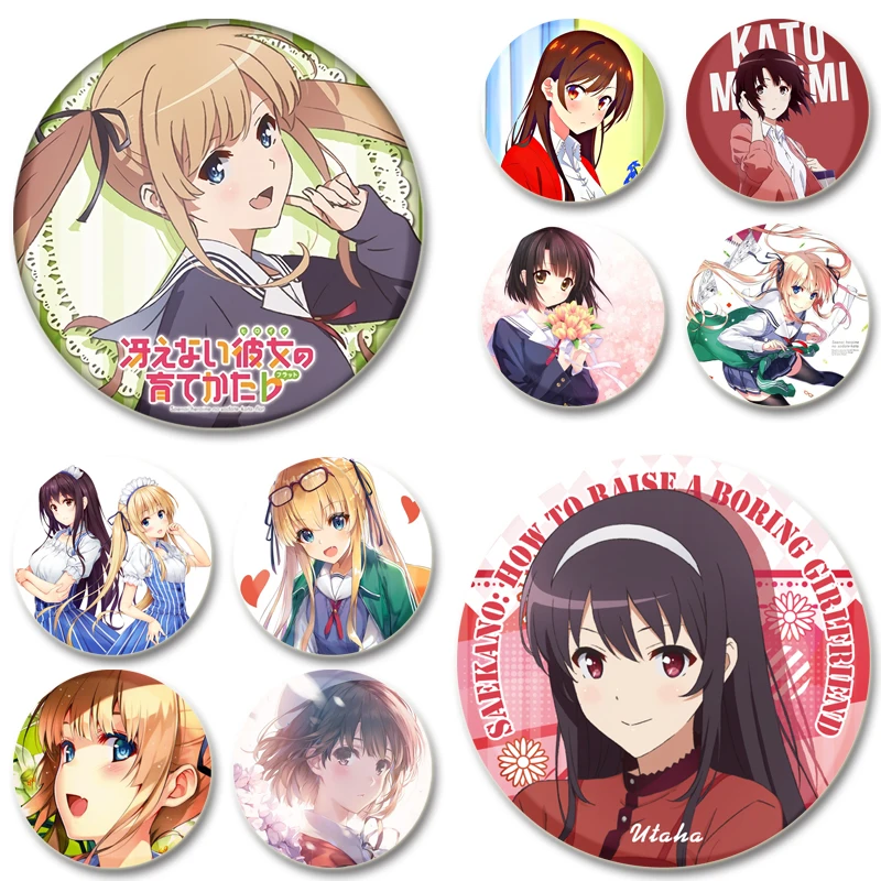 Eriri Spencer Sawamura,Megumi Kato,Hyodo Michiru,Kasumigaoka Utaha Badge Cartoon Anime Characters Brooch Pins for Backpack Gifts