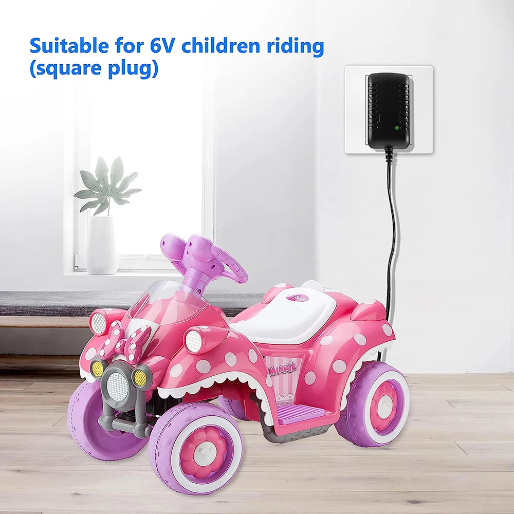 Caricabatterie 6V con spina di tipo quadrato per batteria da 6Volt, 7 v800ma per 6V Child Ride On Car Rollplay Kid Trax Disney Frozen