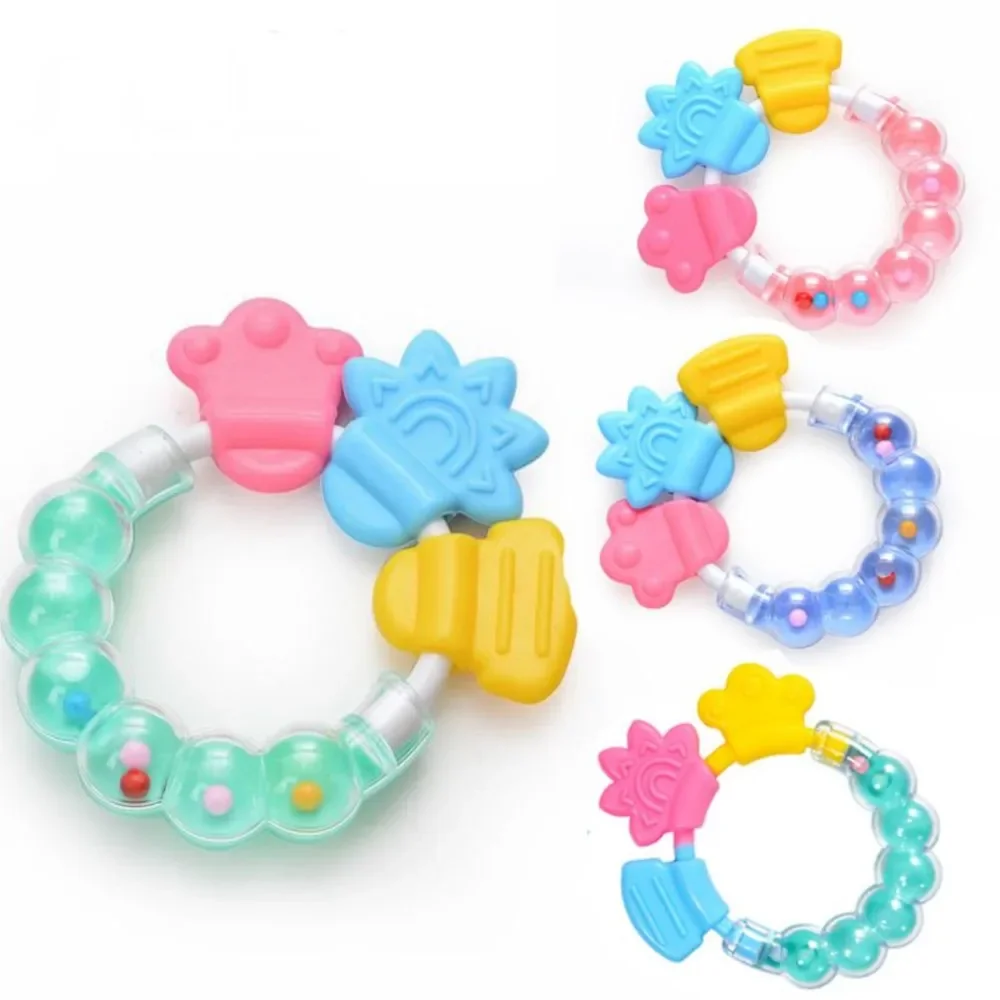 

Baby Teether Toys Toddle Safe BPA Free Teething Ring Silicone Chew Dental Care Toothbrush Nursing Beads Gift For Infant