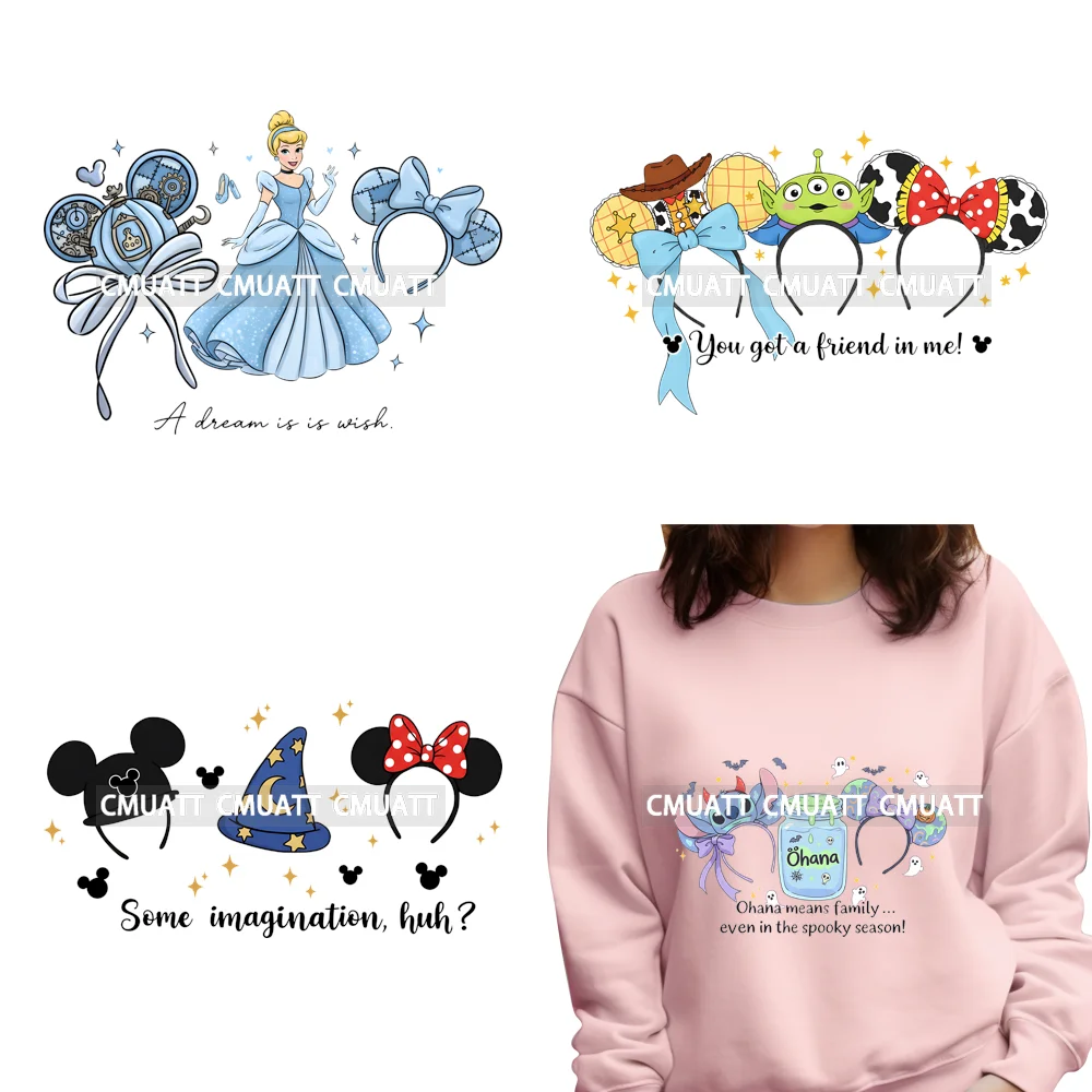 Funny Coquette Cartoon Princess Kids Friends Character Iron on DTF Washable Transfers Stickers Ready to Press for Hoodies