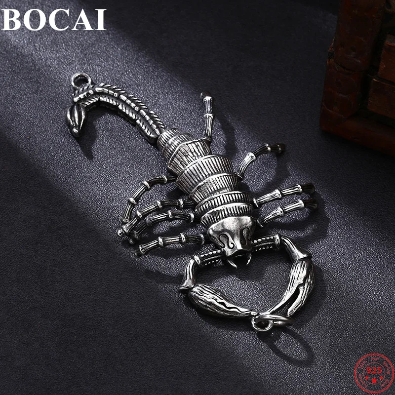 

Genuine BOCAI S925 Sterling Silver Pendants for Women Men New Fashion Creative Movable Scorpion Punk Jewelry Free Shipping