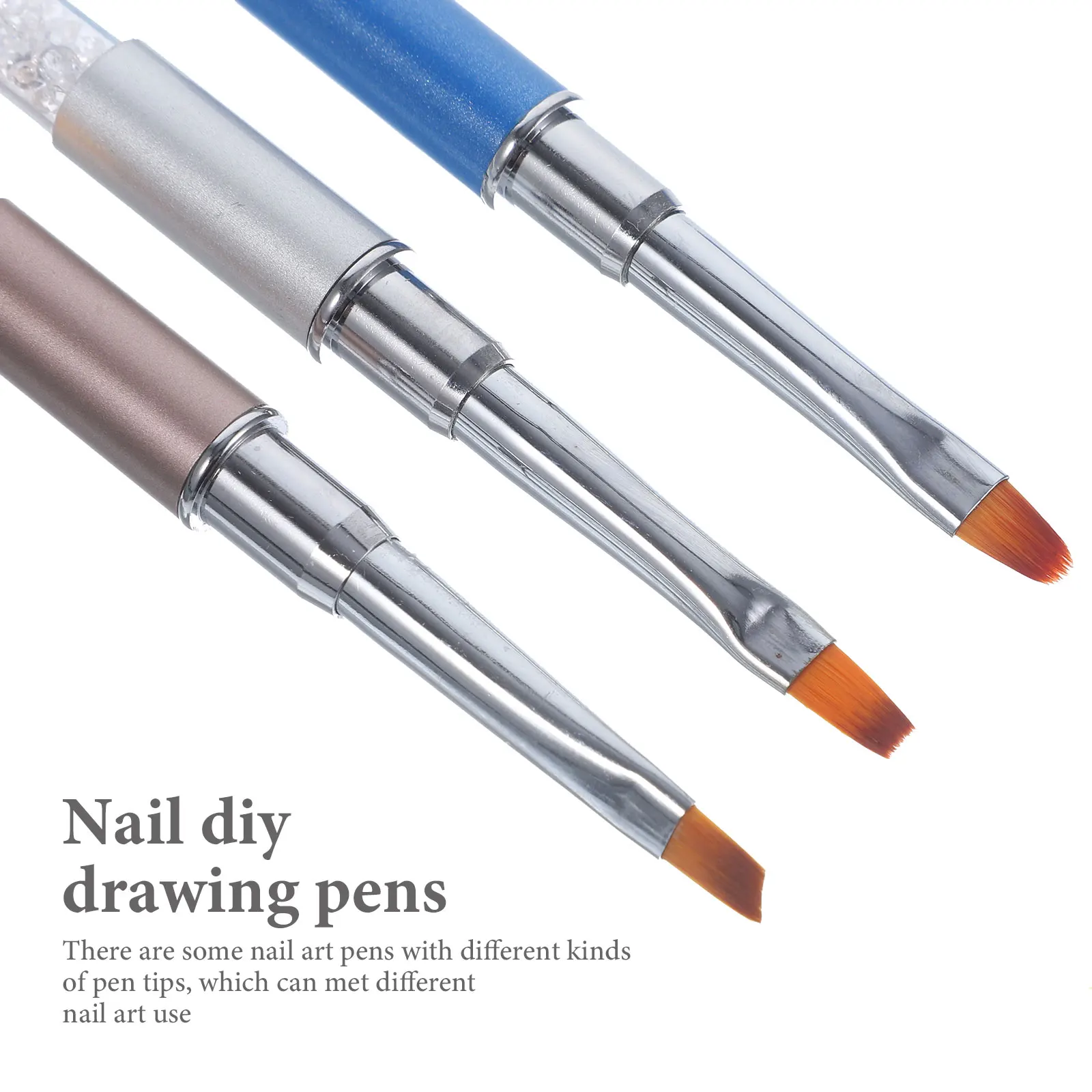 

3pcs Art Brushes Tool Hand Manicure Soft Thin Graffiti Diy Painting Pens Durable Manicure Supplies Salon Accessories Nail Art