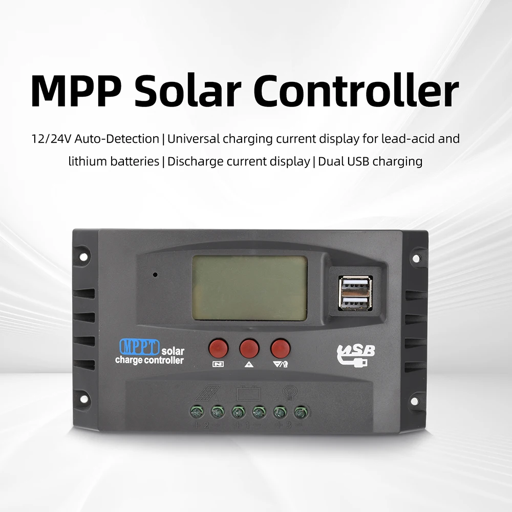 12V/24V 30A/60A/100A MPPT Solar-Laderegler, Kompatibel mit Blei-Säure-, Lithium-Eisenphosphat- und Lithium-Batterien
