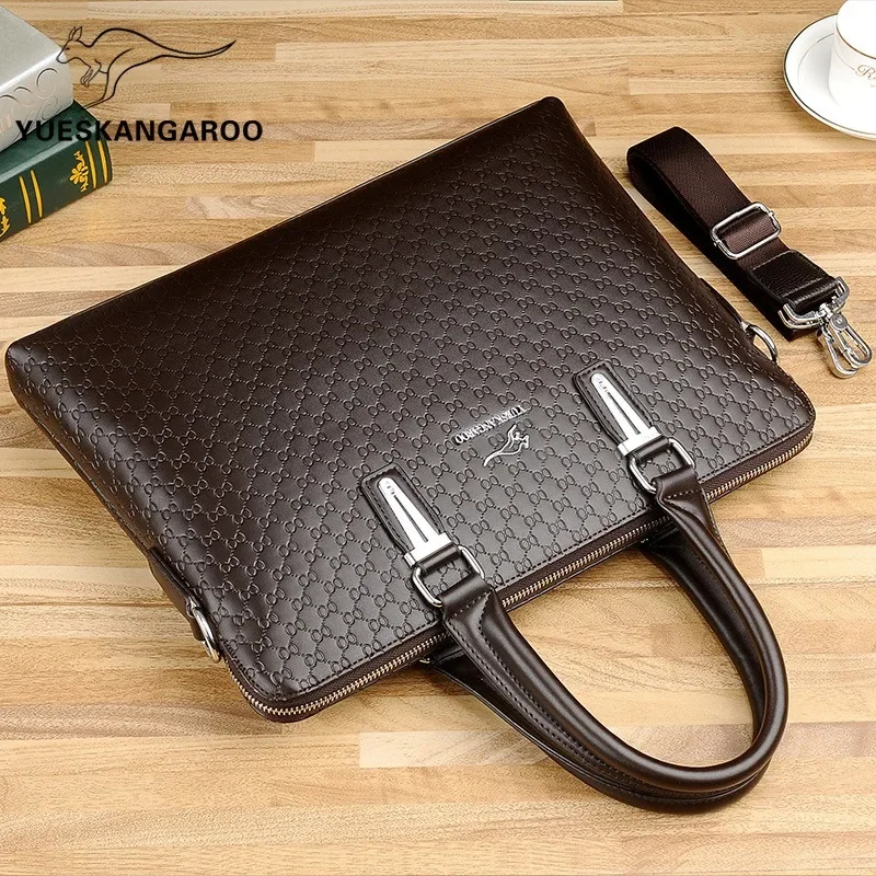 New Double Layers Men's Leather Business Briefcase Casual Man Shoulder Bag Messenger Bag Male Laptops Handbags Men Travel Bags