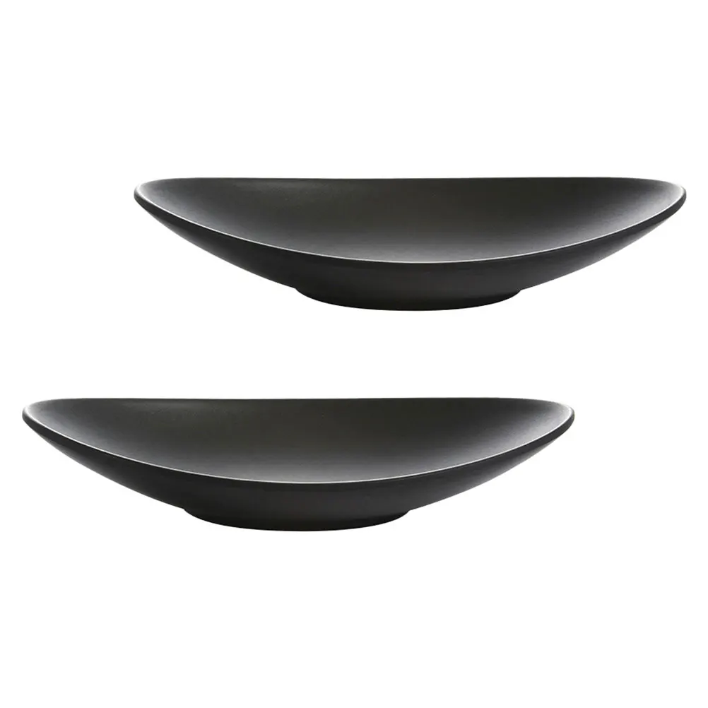 

2 Pcs Frosted Black Sushi Dish Serving Platters Tray Dessert Plates Dinner Unique Cake