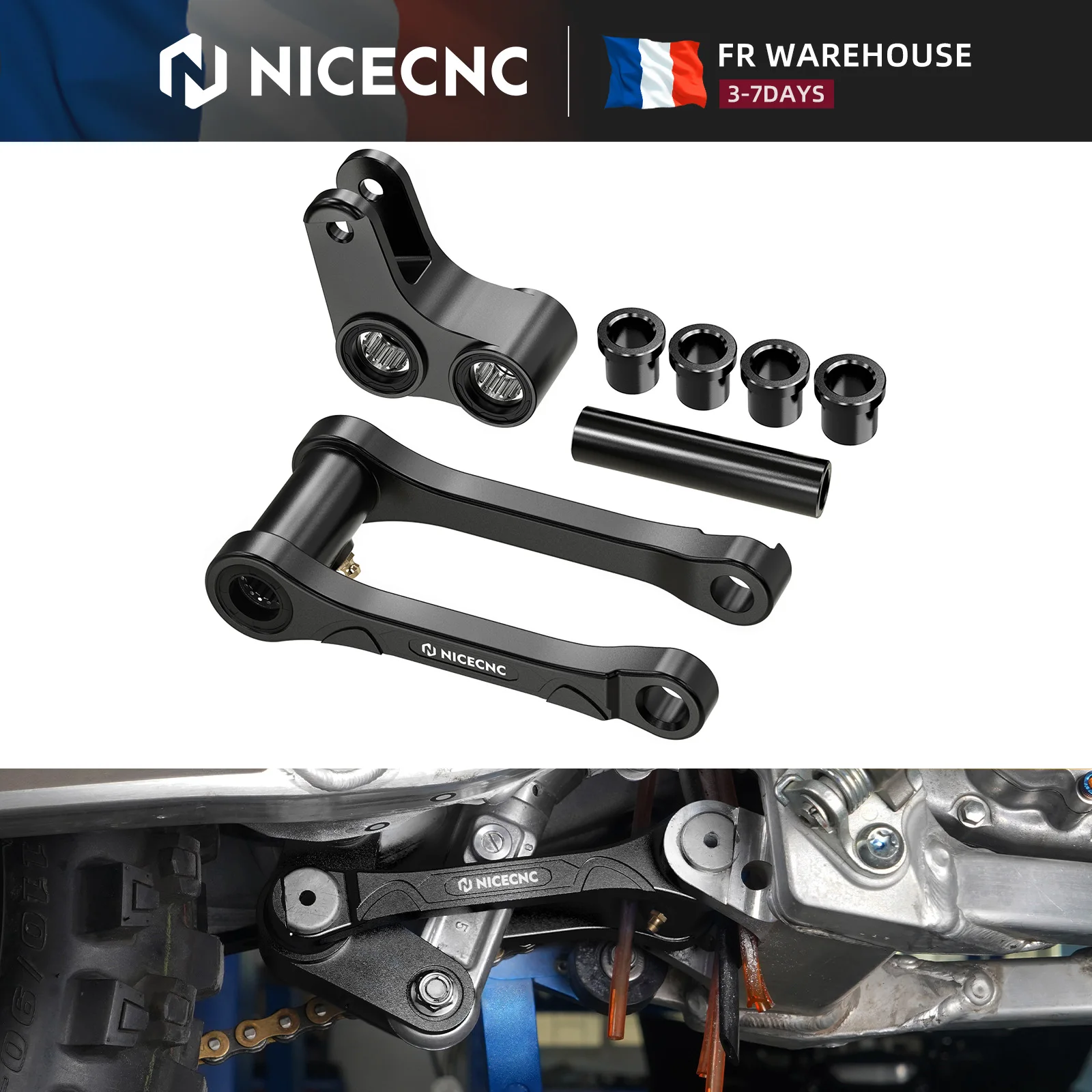 NICECNC Braccio di Abbassamento Sospensione Posteriore da 1.5'' per Yamaha YZ125 YZ250 2006-2024 YZ125X 2020-2023 YZ250X 2016-2023 WR250F WR450F